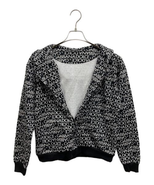 DOLCE & GABBANA（ドルチェ＆ガッバーナ）DOLCE & GABBANA (ドルチェ＆ガッバーナ) Black & White Logo Hooded Zip Up Top ブラック サイズ:157－168の古着・服飾アイテム