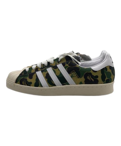 adidas（アディダス）adidas (アディダス) A BATHING APE (アベイシングエイプ) SUPERSTAR 80s BAPE カーキ サイズ:27cmの古着・服飾アイテム