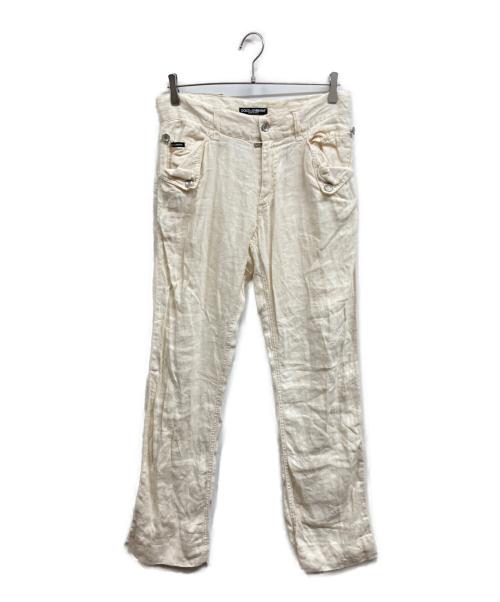 DOLCE & GABBANA（ドルチェ＆ガッバーナ）DOLCE & GABBANA (ドルチェ＆ガッバーナ) 00s リネンフレアパンツ アイボリー サイズ:44の古着・服飾アイテム