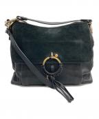 SEE BY CHLOEシーバイクロエ）の古着「スウェードコンビレザーショルダーバッグ」｜ブラック