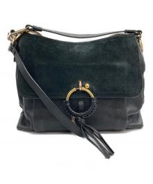 SEE BY CHLOE（シーバイクロエ）の古着「スウェードコンビレザーショルダーバッグ」｜ブラック