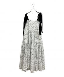 CAROLINA GLASER（カロリナ グレイサー）の古着「ジャカードフラワーワンピース」｜ホワイト