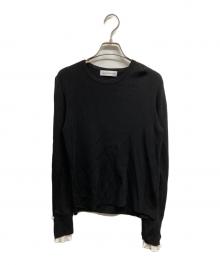 Aveniretoile（アベニールエトワール）の古着「プリーツカフスパールボタン長袖ニット」｜ブラック