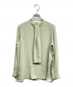 icBアイシービー）の古着「BackSatinAmunzen スカーフタイブラウス」｜グリーン