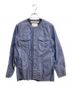 WHITE MOUNTAINEERINGホワイトマウンテ二アニング）の古着「CHAMBRAY NO COLLAR BIG POCKET SHIRT」｜ネイビー