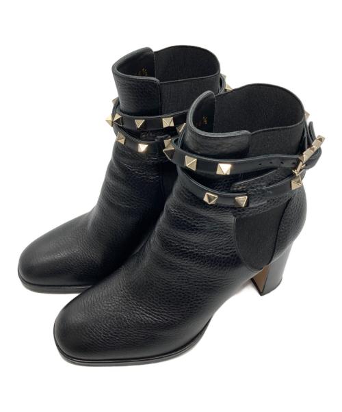 VALENTINO（ヴァレンティノ）VALENTINO (ヴァレンティノ) ロックスタッズベルト ショートブーツ ブラック サイズ:36の古着・服飾アイテム
