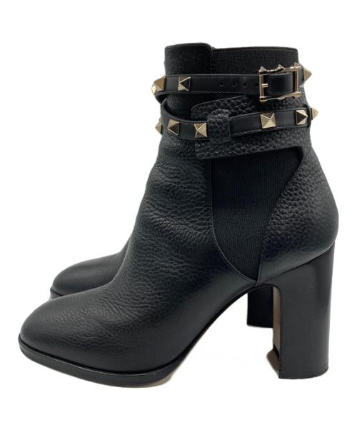 VALENTINO（ヴァレンティノ）VALENTINO (ヴァレンティノ) ロックスタッズベルト ショートブーツ ブラック サイズ:36の古着・服飾アイテム