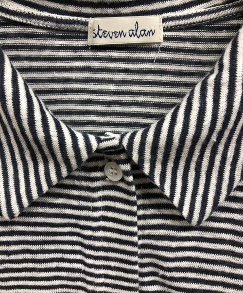 STEVEN ALAN（スティーブンアラン）STEVEN ALAN (スティーブンアラン) ボーダーシャツカーディガン ホワイト×ブラック サイズ:FREEの古着・服飾アイテム