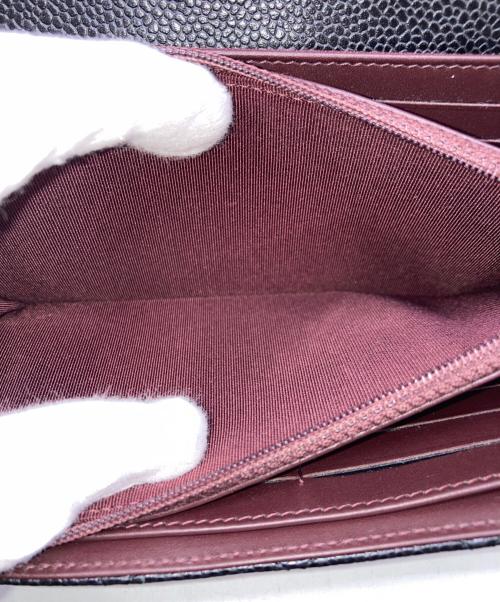 CHANEL（シャネル）CHANEL (シャネル) マトラッセキャビアスキンクラシックロングフラップウォレット ブラックの古着・服飾アイテム