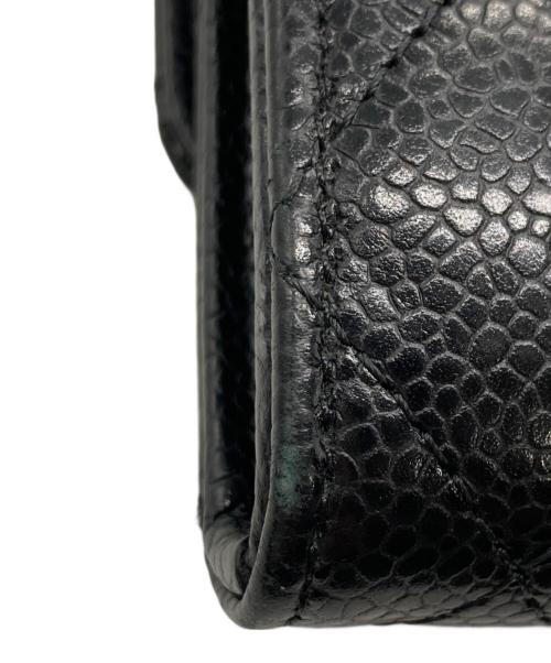 CHANEL（シャネル）CHANEL (シャネル) マトラッセキャビアスキンクラシックロングフラップウォレット ブラックの古着・服飾アイテム