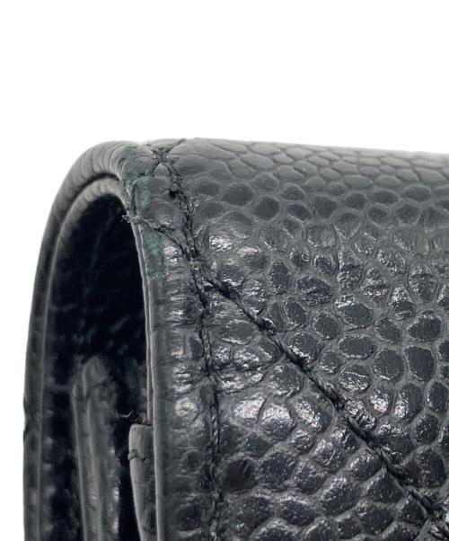CHANEL（シャネル）CHANEL (シャネル) マトラッセキャビアスキンクラシックロングフラップウォレット ブラックの古着・服飾アイテム