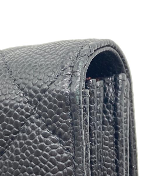 CHANEL（シャネル）CHANEL (シャネル) マトラッセキャビアスキンクラシックロングフラップウォレット ブラックの古着・服飾アイテム