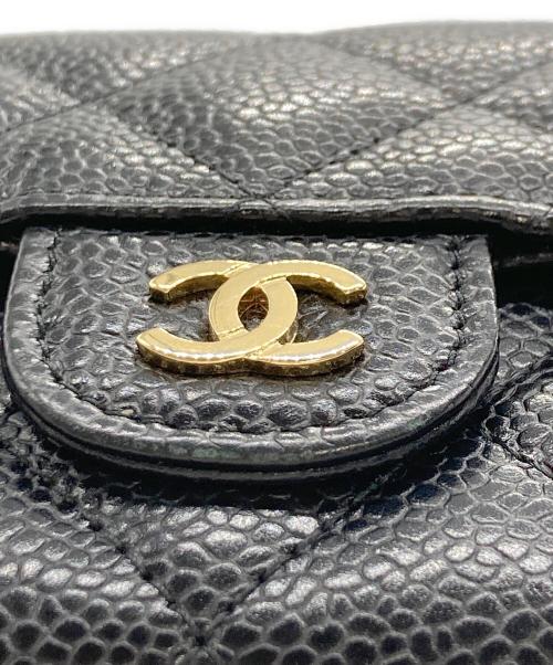 CHANEL（シャネル）CHANEL (シャネル) マトラッセキャビアスキンクラシックロングフラップウォレット ブラックの古着・服飾アイテム