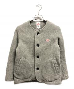 ダントン ウールモッサノーカラーコート グレージュ サイズ38 中古・古着通販】DANTON (ダントン) ウールモッサ ノーカラー