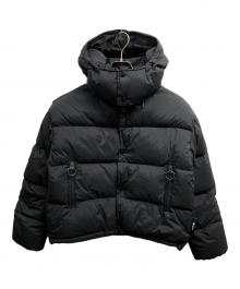 Gymphlex（ジムフレックス）の古着「ホワイトグース フード付き ショート ダウンジャケット」｜ブラック