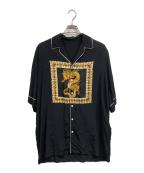VERSACEヴェルサーチェ）の古着「ドラゴン柄シャツ」｜ブラック