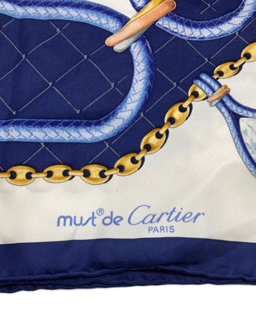 Cartier（カルティエ）Cartier (カルティエ) シルクスカーフ ブルーの古着・服飾アイテム