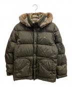 BURBERRY BLACK LABELバーバリーブラックレーベル）の古着「ラビットファー付きダウンジャケット」｜カーキ
