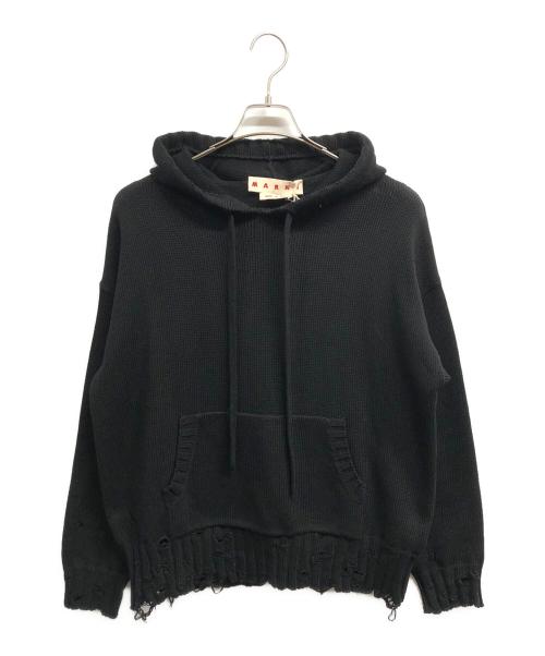 MARNI（マルニ）MARNI (マルニ) 25SS ダメージ加工 ニットパーカー ブラック サイズ:46 未使用品の古着・服飾アイテム