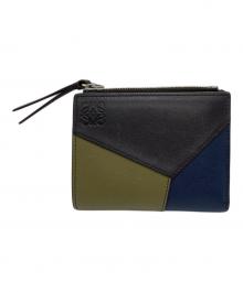 LOEWE（ロエベ）の古着「パズル スリム コンパクトウォレット」｜ブラウン×ネイビー