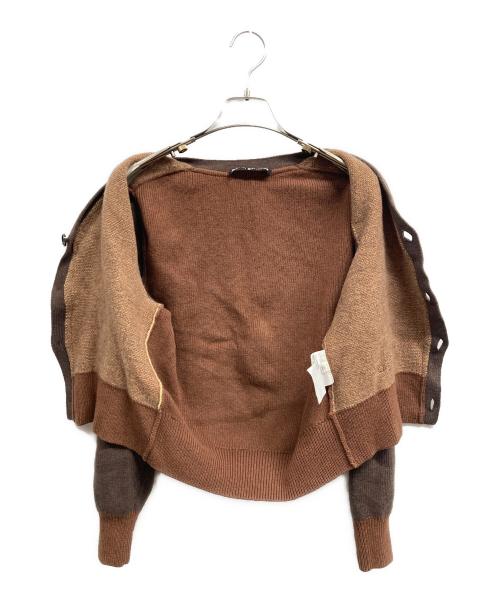 Acne studios（アクネ ストゥディオス）Acne studios (アクネ ストゥディオス) フェイスパッチ Ｖネックカーディガン ブラウン サイズ:XSの古着・服飾アイテム