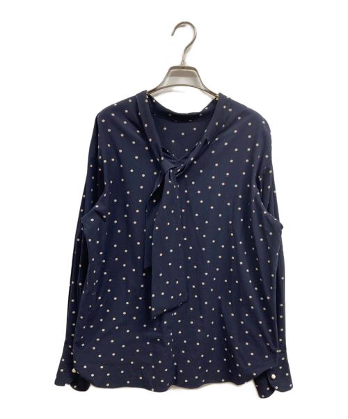 LOEFF（ロエフ）LOEFF (ロエフ) ドット バックリボン ハイネックブラウス ネイビー サイズ:ＦＲＥＥの古着・服飾アイテム