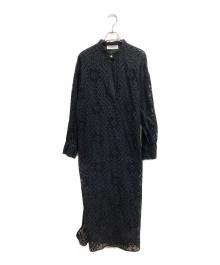 feerique（フィーリック）の古着「スクエアレーススキッパーワンピース」｜ブラック