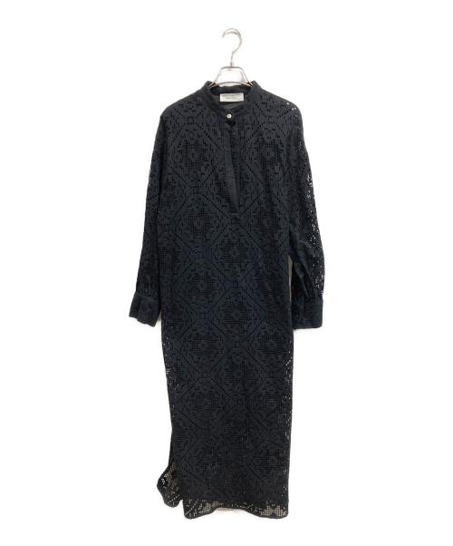 feerique（フィーリック）feerique (フィーリック) スクエアレーススキッパーワンピース ブラック サイズ:2の古着・服飾アイテム