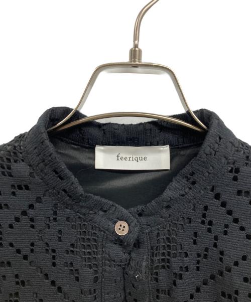 feerique（フィーリック）feerique (フィーリック) スクエアレーススキッパーワンピース ブラック サイズ:2の古着・服飾アイテム