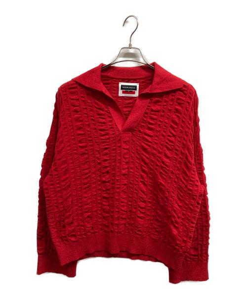 MAISON SPECIAL（メゾンスペシャル）MAISON SPECIAL (メゾンスペシャル) Prime-Over Seersucker-Like Skipper Knit Pullover レッド サイズ:1の古着・服飾アイテム