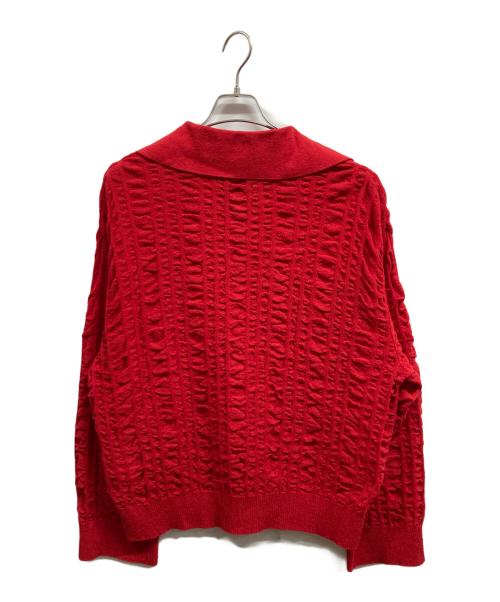 MAISON SPECIAL（メゾンスペシャル）MAISON SPECIAL (メゾンスペシャル) Prime-Over Seersucker-Like Skipper Knit Pullover レッド サイズ:1の古着・服飾アイテム