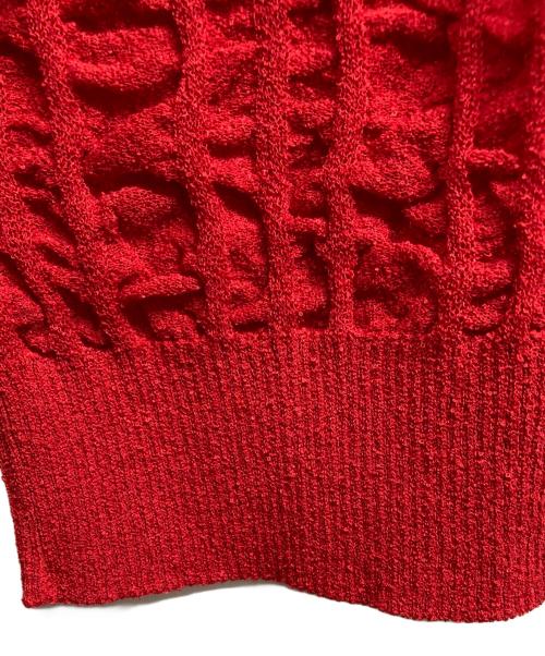 MAISON SPECIAL（メゾンスペシャル）MAISON SPECIAL (メゾンスペシャル) Prime-Over Seersucker-Like Skipper Knit Pullover レッド サイズ:1の古着・服飾アイテム