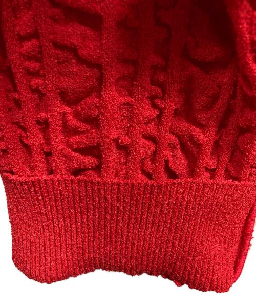 MAISON SPECIAL（メゾンスペシャル）MAISON SPECIAL (メゾンスペシャル) Prime-Over Seersucker-Like Skipper Knit Pullover レッド サイズ:1の古着・服飾アイテム