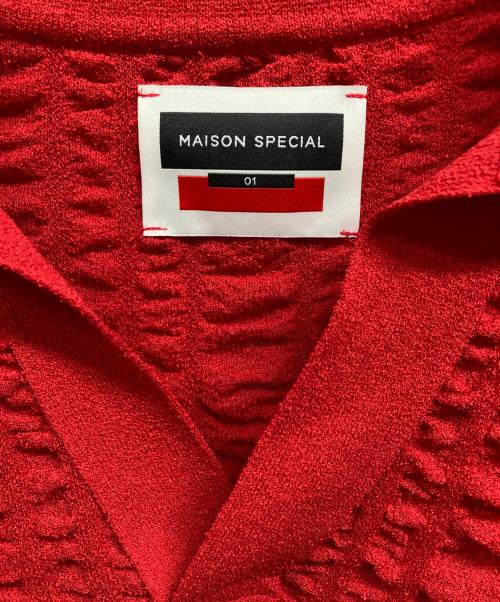 MAISON SPECIAL（メゾンスペシャル）MAISON SPECIAL (メゾンスペシャル) Prime-Over Seersucker-Like Skipper Knit Pullover レッド サイズ:1の古着・服飾アイテム
