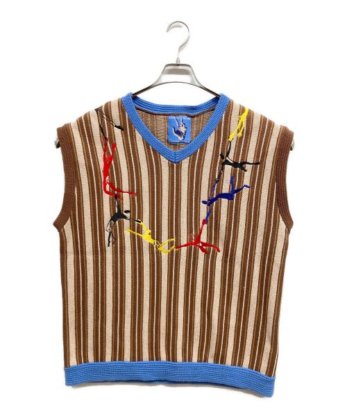 KIDSUPER STUDIOS（キッドスーパーストュディオス）KIDSUPER STUDIOS (キッドスーパーストュディオス) ニットベスト ブラウン サイズ:Lの古着・服飾アイテム