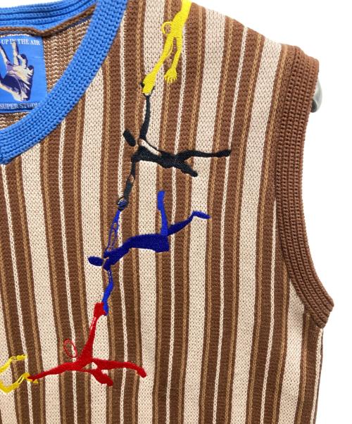 KIDSUPER STUDIOS（キッドスーパーストュディオス）KIDSUPER STUDIOS (キッドスーパーストュディオス) ニットベスト ブラウン サイズ:Lの古着・服飾アイテム