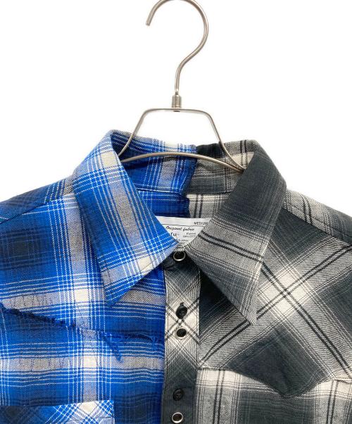 RAFU（ラフ）RAFU (ラフ) Remake shirt ブルー×ブラック サイズ:Mの古着・服飾アイテム