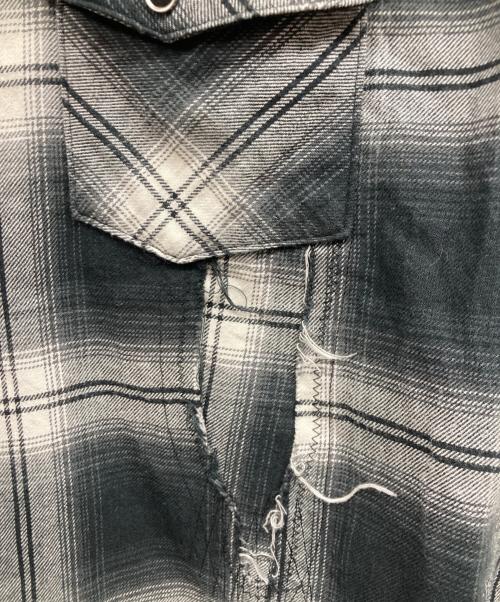 RAFU（ラフ）RAFU (ラフ) Remake shirt ブルー×ブラック サイズ:Mの古着・服飾アイテム