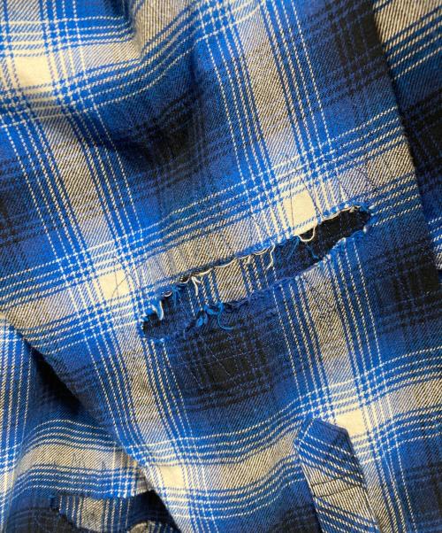 RAFU（ラフ）RAFU (ラフ) Remake shirt ブルー×ブラック サイズ:Mの古着・服飾アイテム