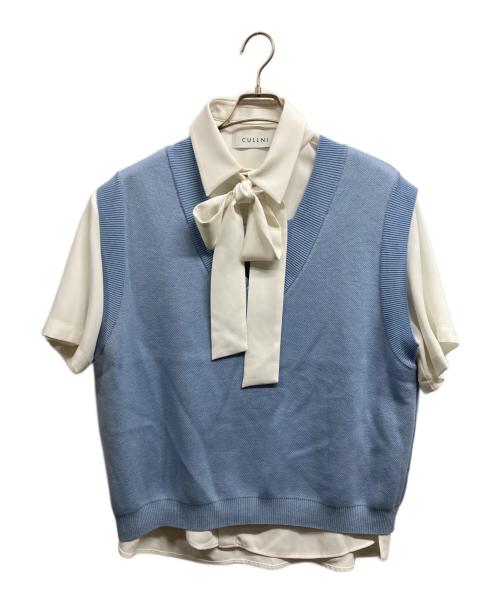 CULLNI（クルニ）CULLNI (クルニ) ニットレイヤードシャツ ブルー サイズ:2の古着・服飾アイテム