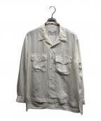 TOMORROW LANDトゥモローランド）の古着「シルク オープンカラー ダブルポケット ロングスリーブシャツ」｜ホワイト