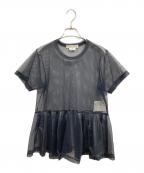 COMME des GARCONSコムデギャルソン）の古着「メッシュ ペプラム Tシャツ」｜ブラック