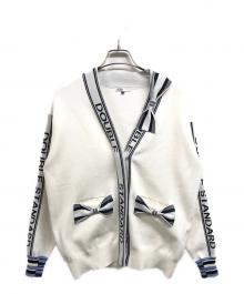 DOUBLE STANDARD CLOTHING（ダブルスタンダードクロージング）の古着「オリジナルロゴリボンニットカーディガン」｜ホワイト