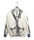 DOUBLE STANDARD CLOTHINGダブルスタンダードクロージング）の古着「オリジナルロゴリボンニットカーディガン」｜ホワイト