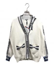 DOUBLE STANDARD CLOTHING（ダブルスタンダードクロージング）の古着「オリジナルロゴリボンニットカーディガン」｜ホワイト