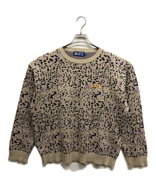 BoTT（ボット）BoTT (ボット) 総柄レオパードニット ベージュ サイズ:XLの古着・服飾アイテム