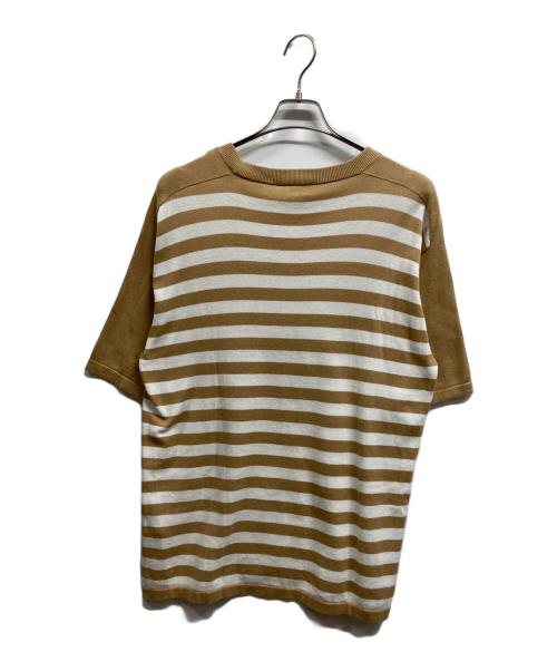LACOSTE（ラコステ）LACOSTE (ラコステ) S/Sボーダーニット ベージュ サイズ:Mの古着・服飾アイテム