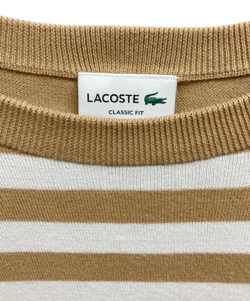 LACOSTE（ラコステ）LACOSTE (ラコステ) S/Sボーダーニット ベージュ サイズ:Mの古着・服飾アイテム