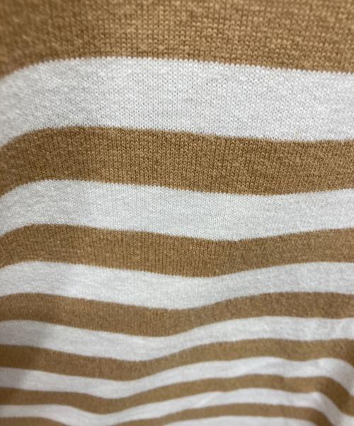 LACOSTE（ラコステ）LACOSTE (ラコステ) S/Sボーダーニット ベージュ サイズ:Mの古着・服飾アイテム