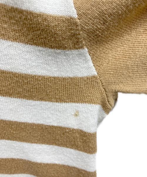 LACOSTE（ラコステ）LACOSTE (ラコステ) S/Sボーダーニット ベージュ サイズ:Mの古着・服飾アイテム